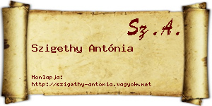 Szigethy Antónia névjegykártya